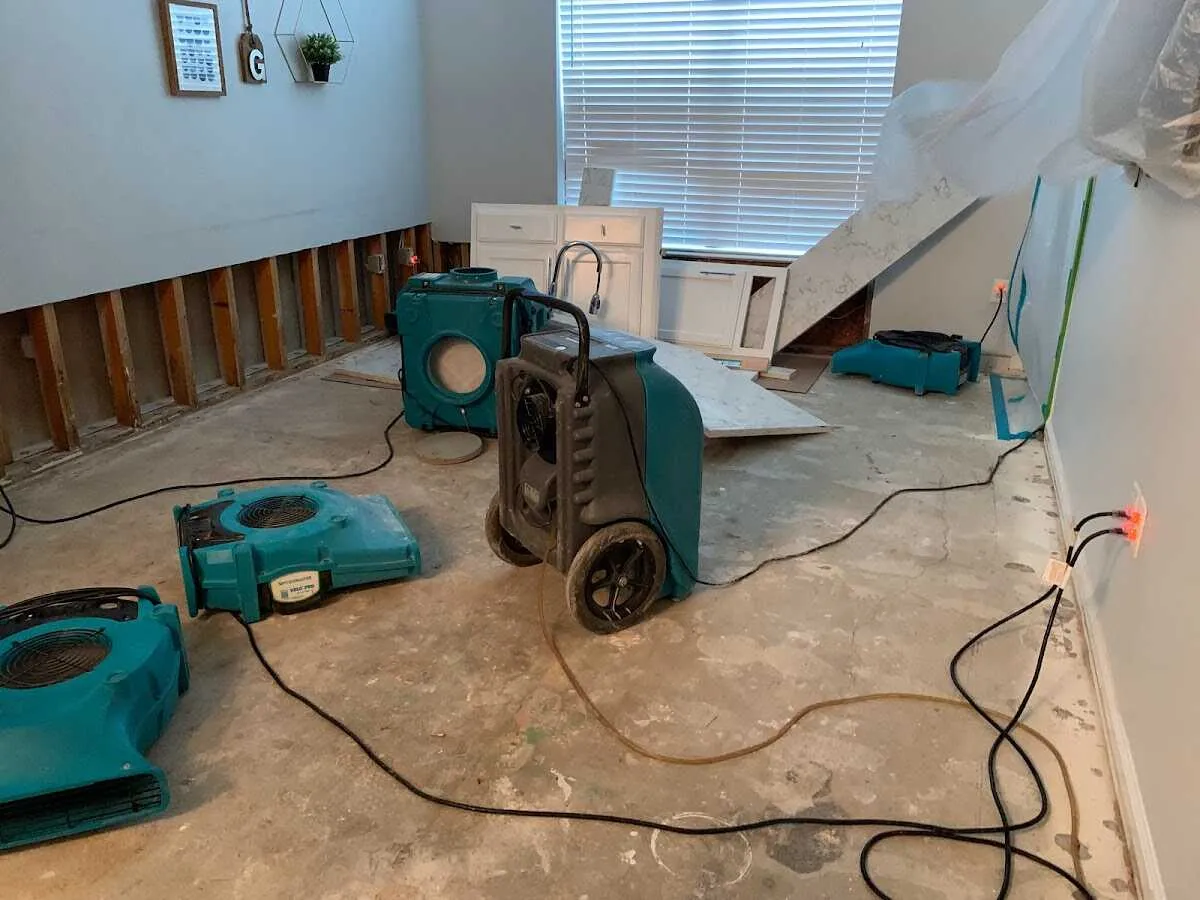 Dehumidifier in flood-cut room for Water Damage Restoration in Payette